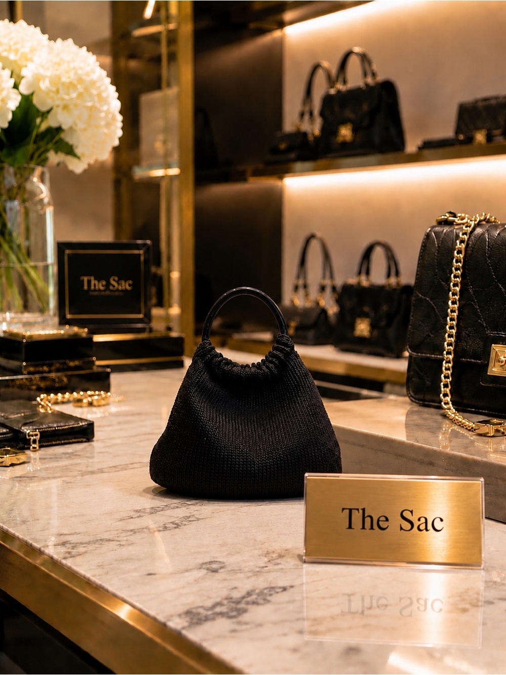 🌸The Sac by Elliott Lucca Black Knit Top-Handle Bag Small evening cocktail party